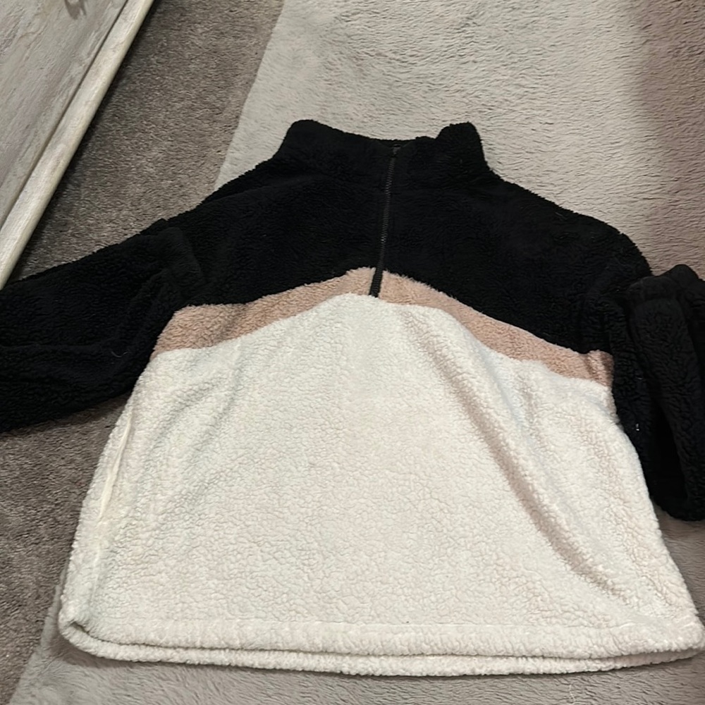 Color-Block Wool Quarter Zip